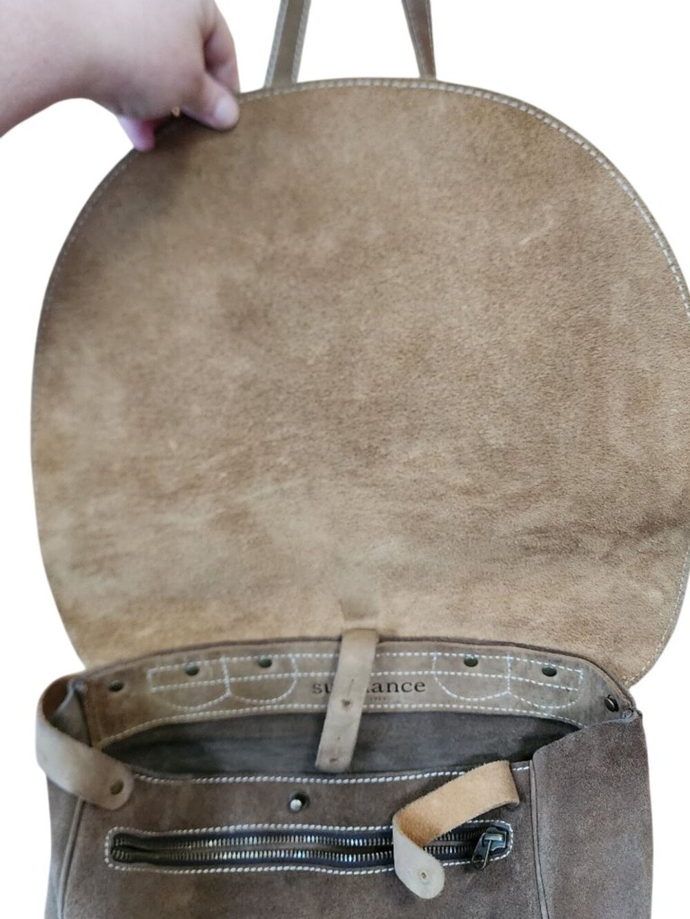Suede Sundance mailbag vintage leather satchel unisex large bag with two handles - Picture 3 of 11